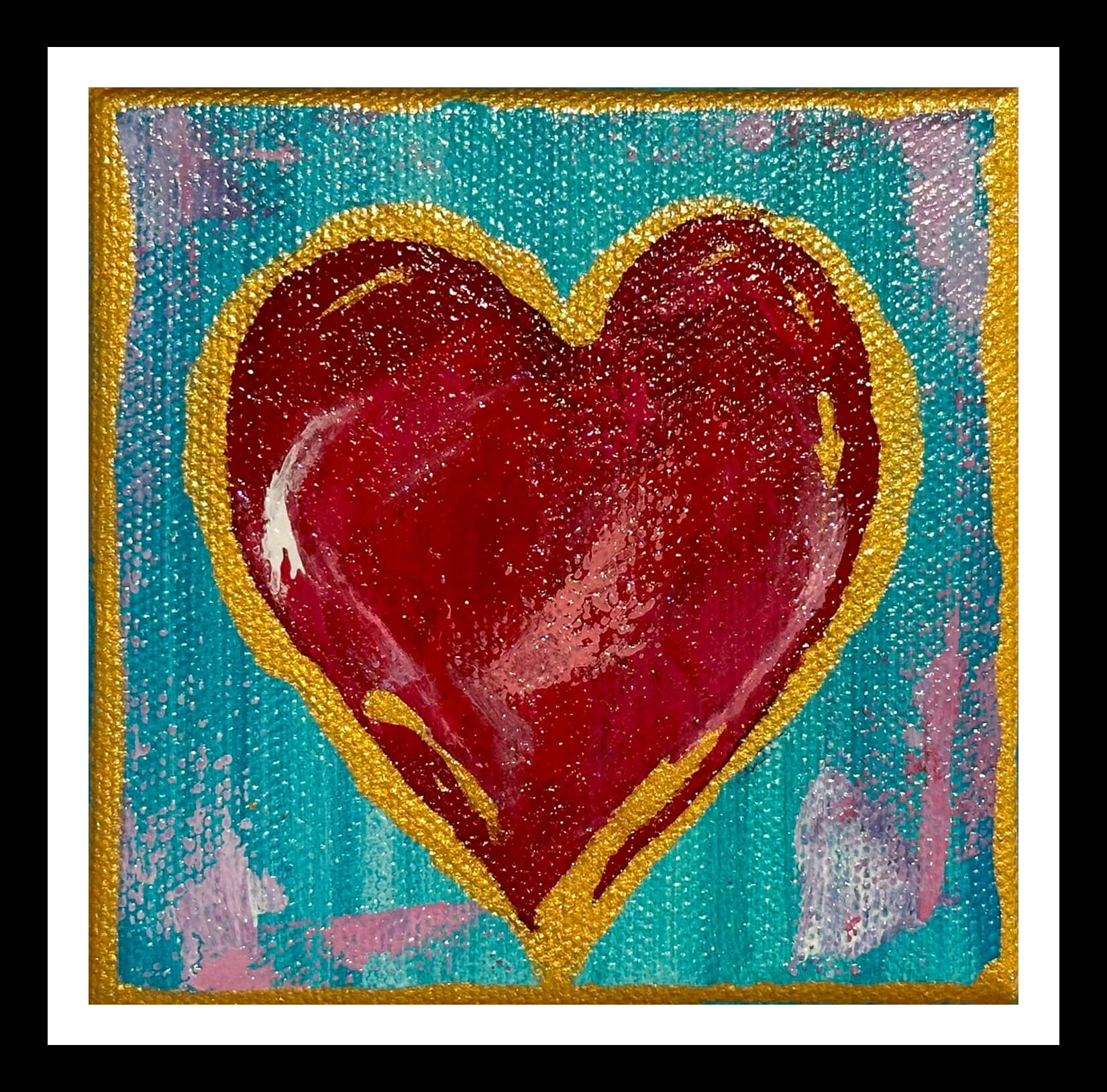 Teal & Red Heart of Gold