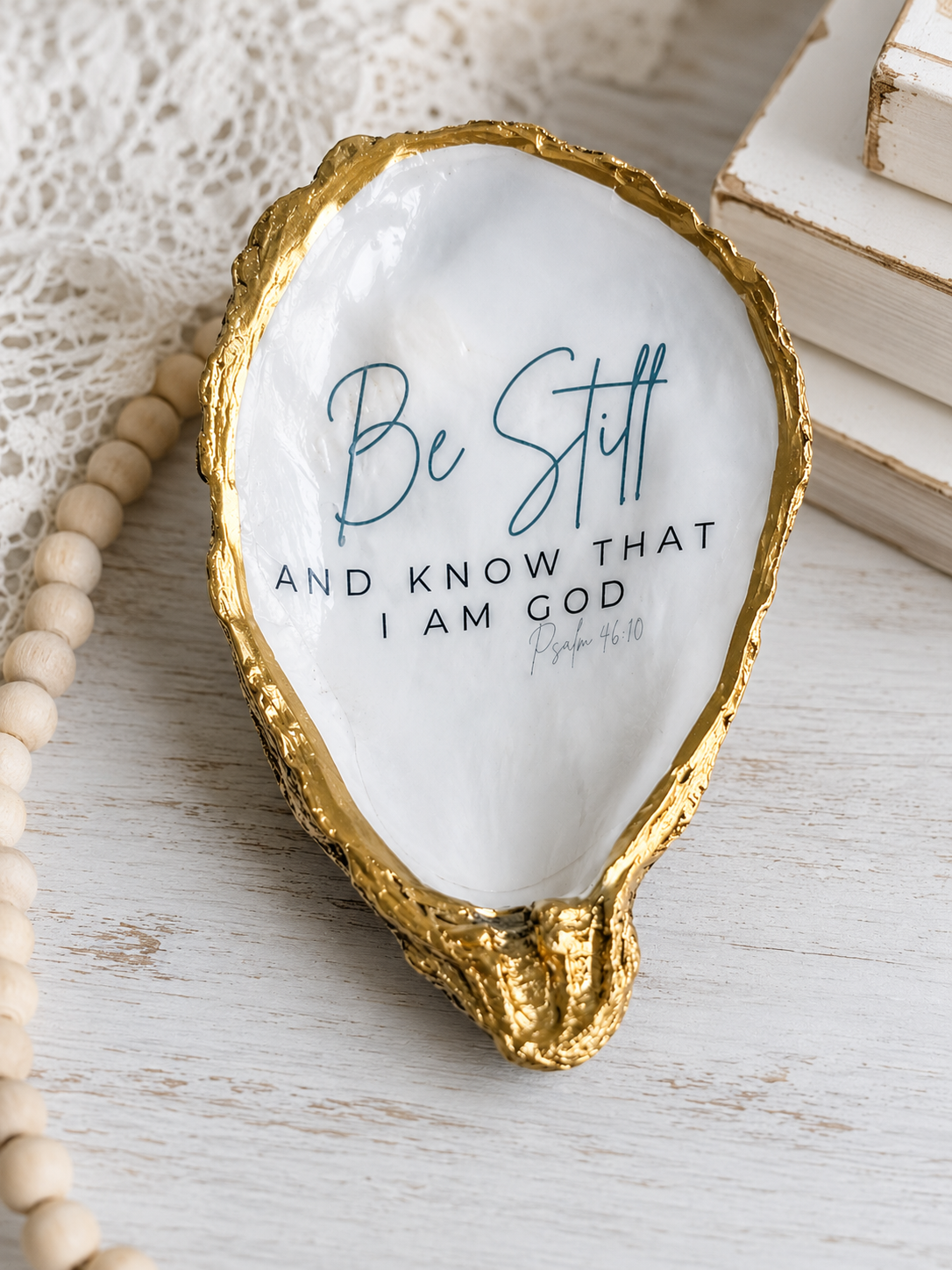 Be Still Scripture Oyster Shell Art