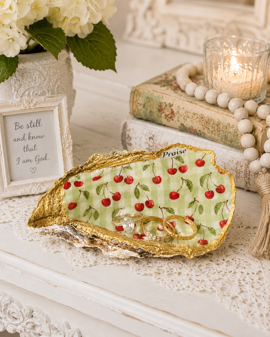 Cherry Oyster Shell Art II