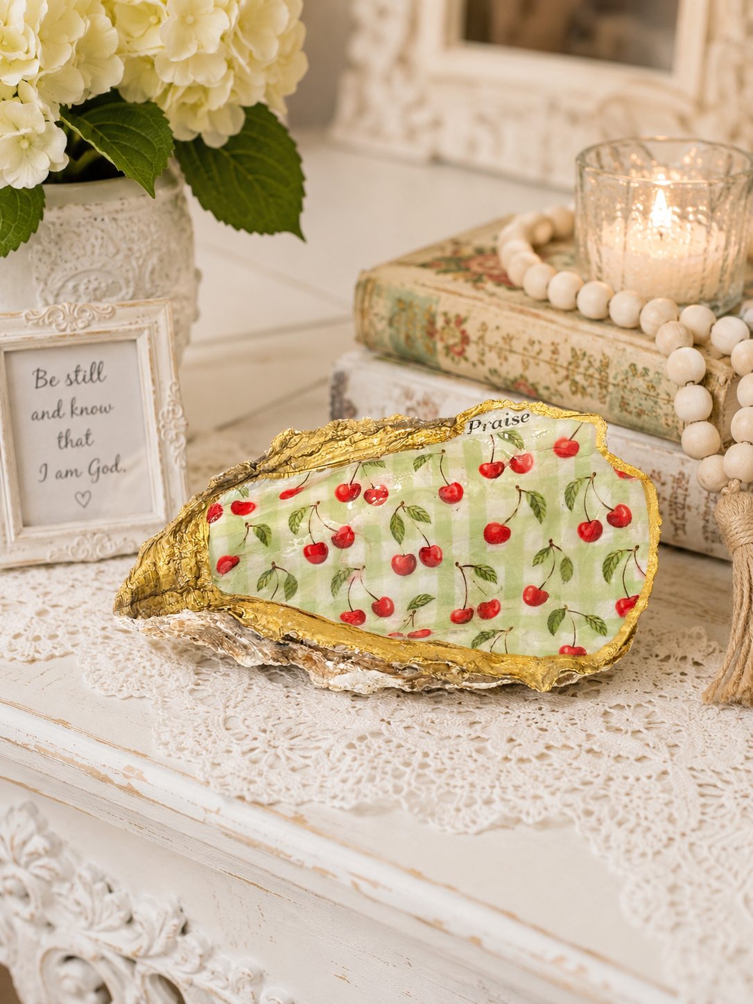 Cherry Oyster Shell Art