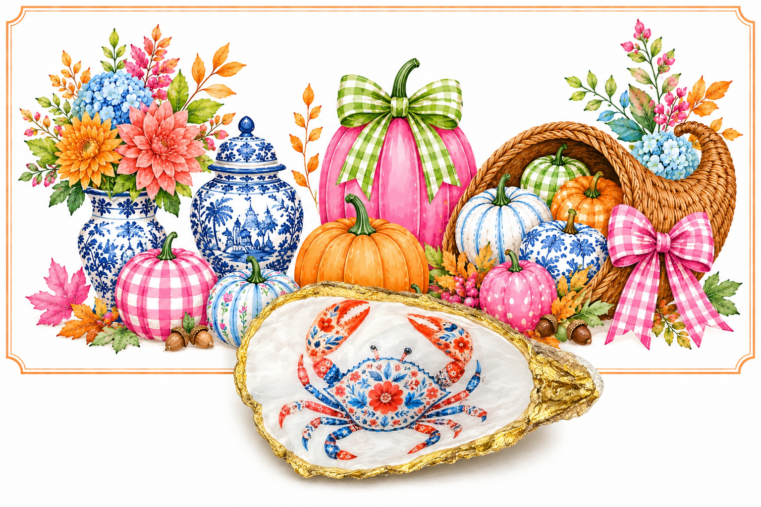 Thanksgiving Crab Oyster Shell Art