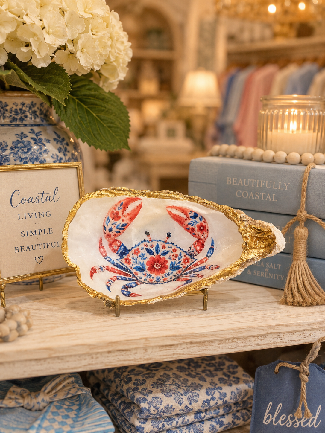 Coastal Crab Oyster Shell Trinket Dish
