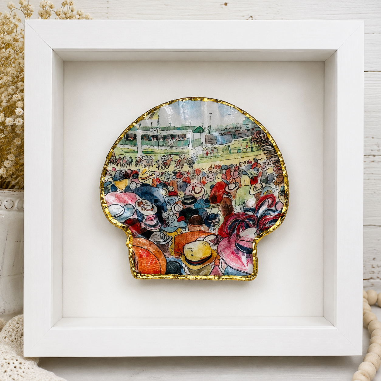 Kentucky Derby Oyster Shell Art