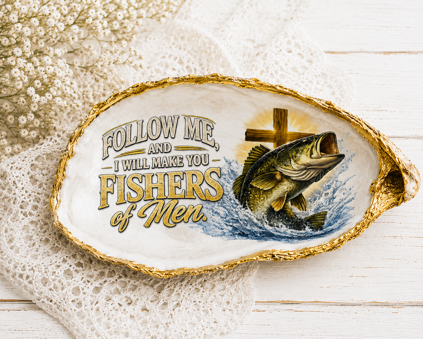 Fishers of Men Oyster Shell Art I