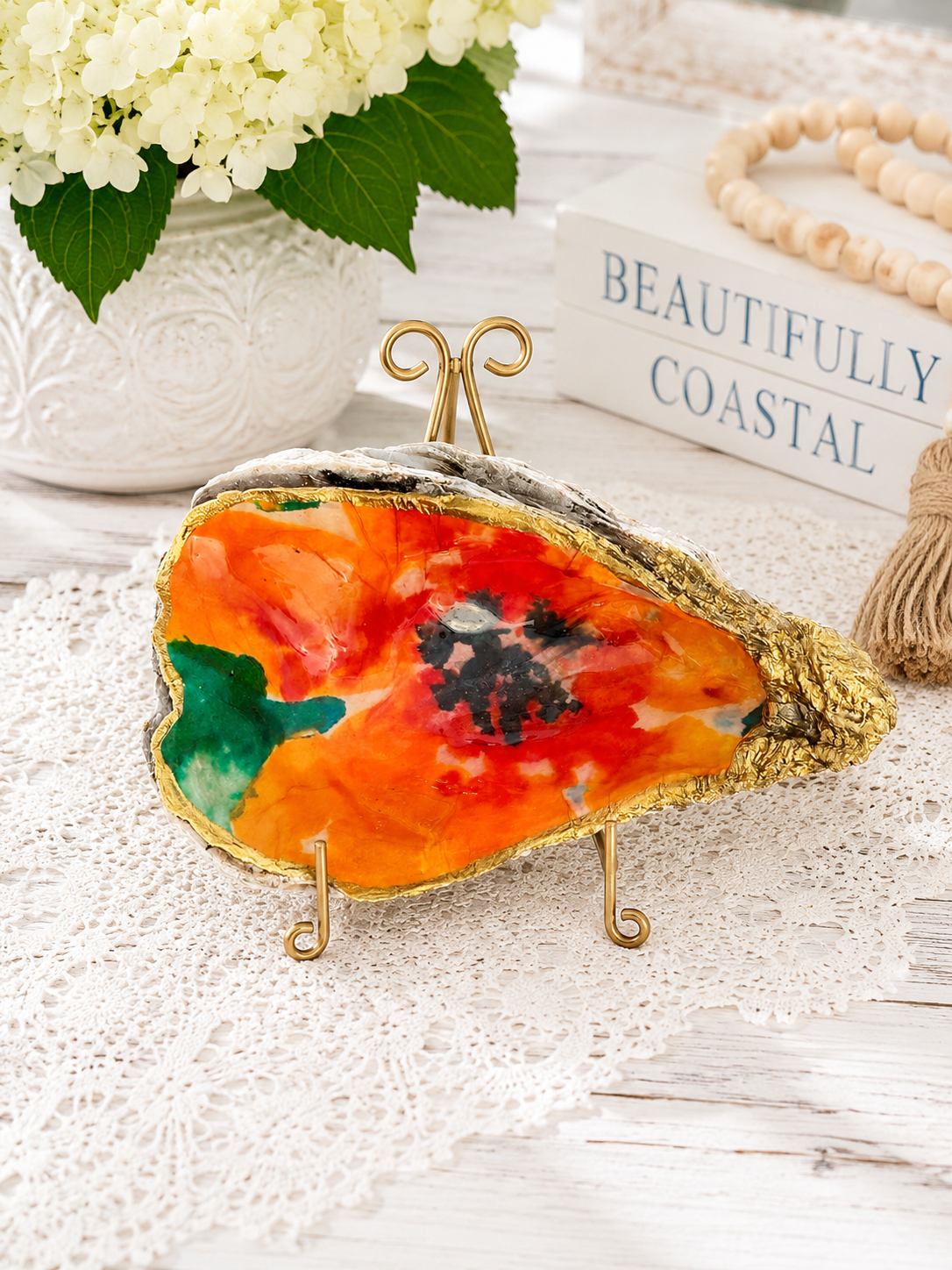 Floral Oyster Shell Trinket Dish I