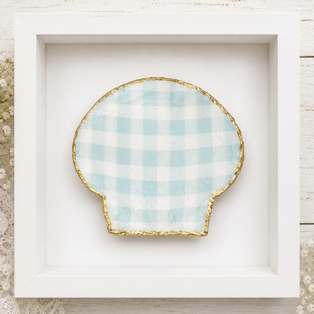 Light Blue Coastal Oyster Shell Art