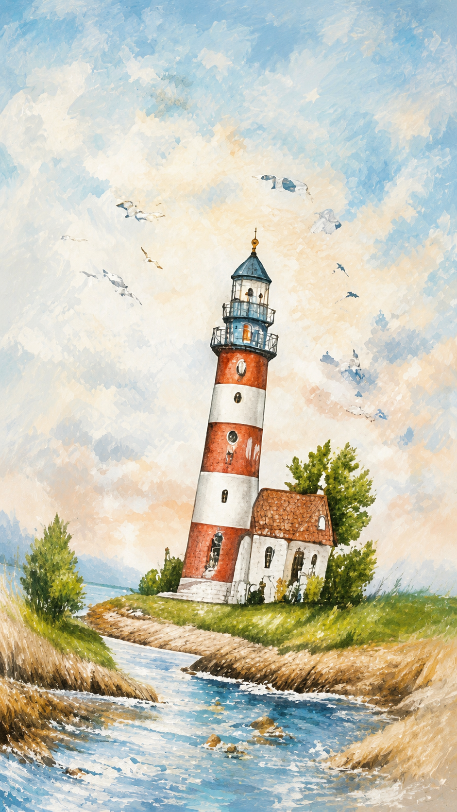 Coastal Lighthouse Oyster Shell Art