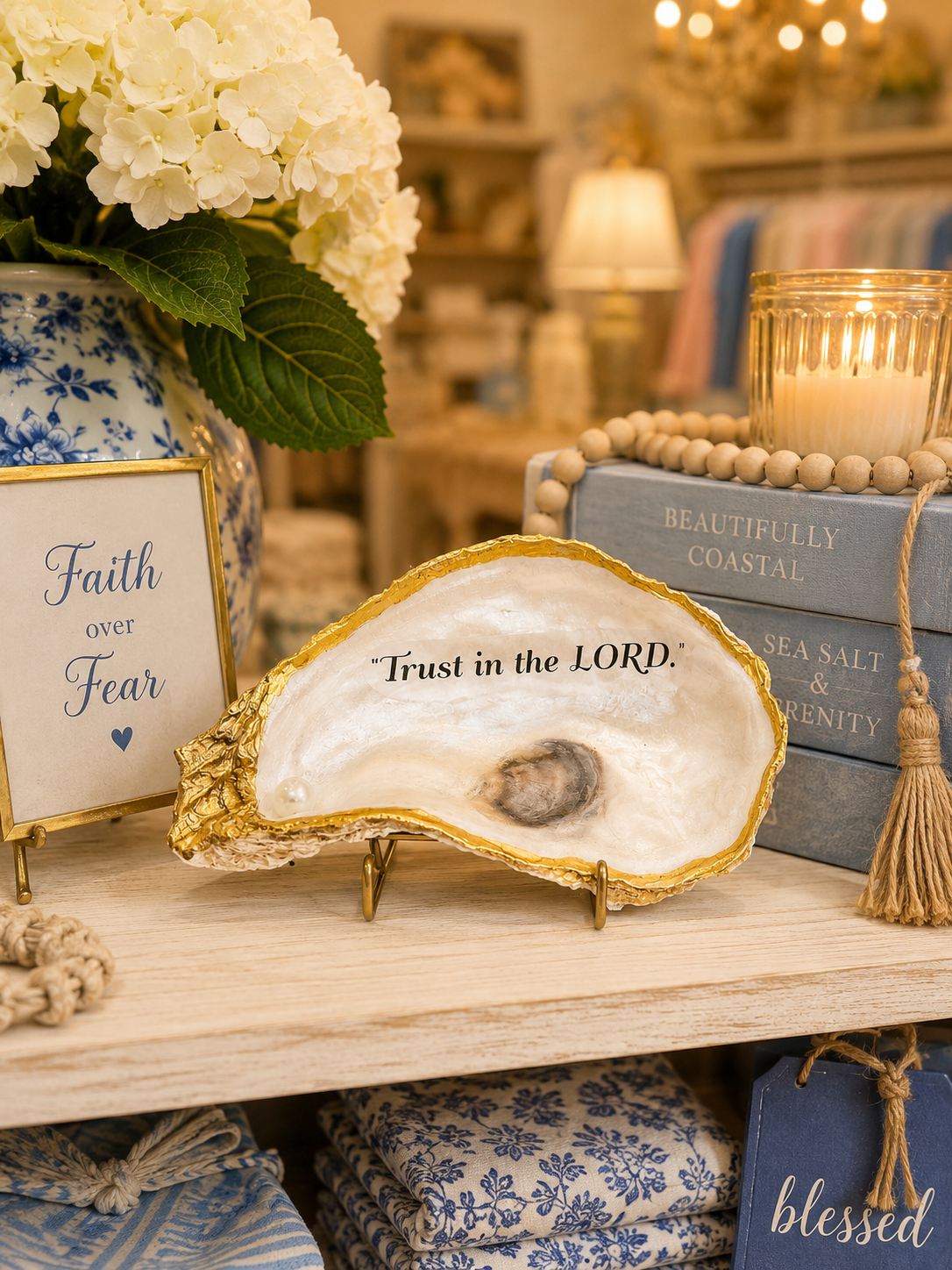 Trust in the Lord Oyster Shell Art